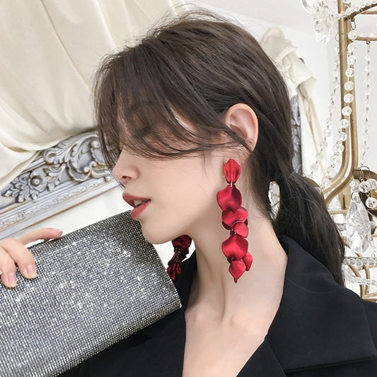 Rose Petal Fringed Earrings
